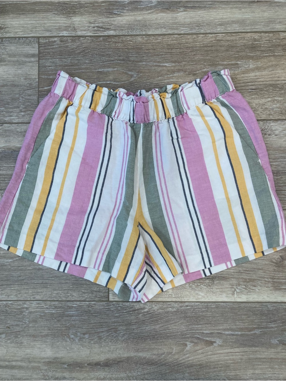 LOFT Striped Pink, Green & Yellow Summer Shorts
